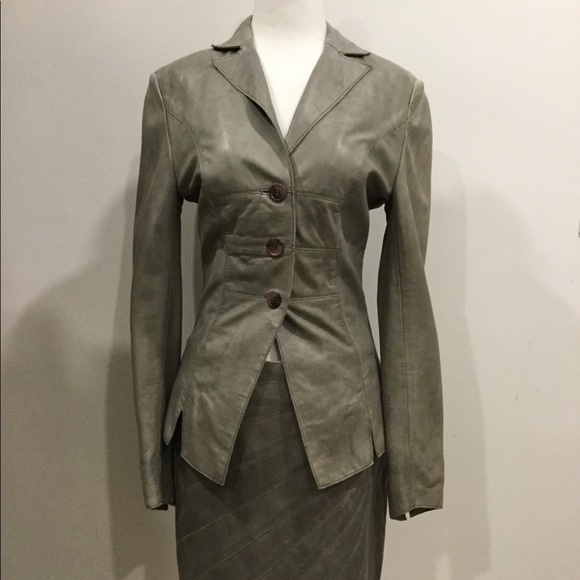 Cigno  Nero leather jacket/ skirt set - Picture 1 of 8